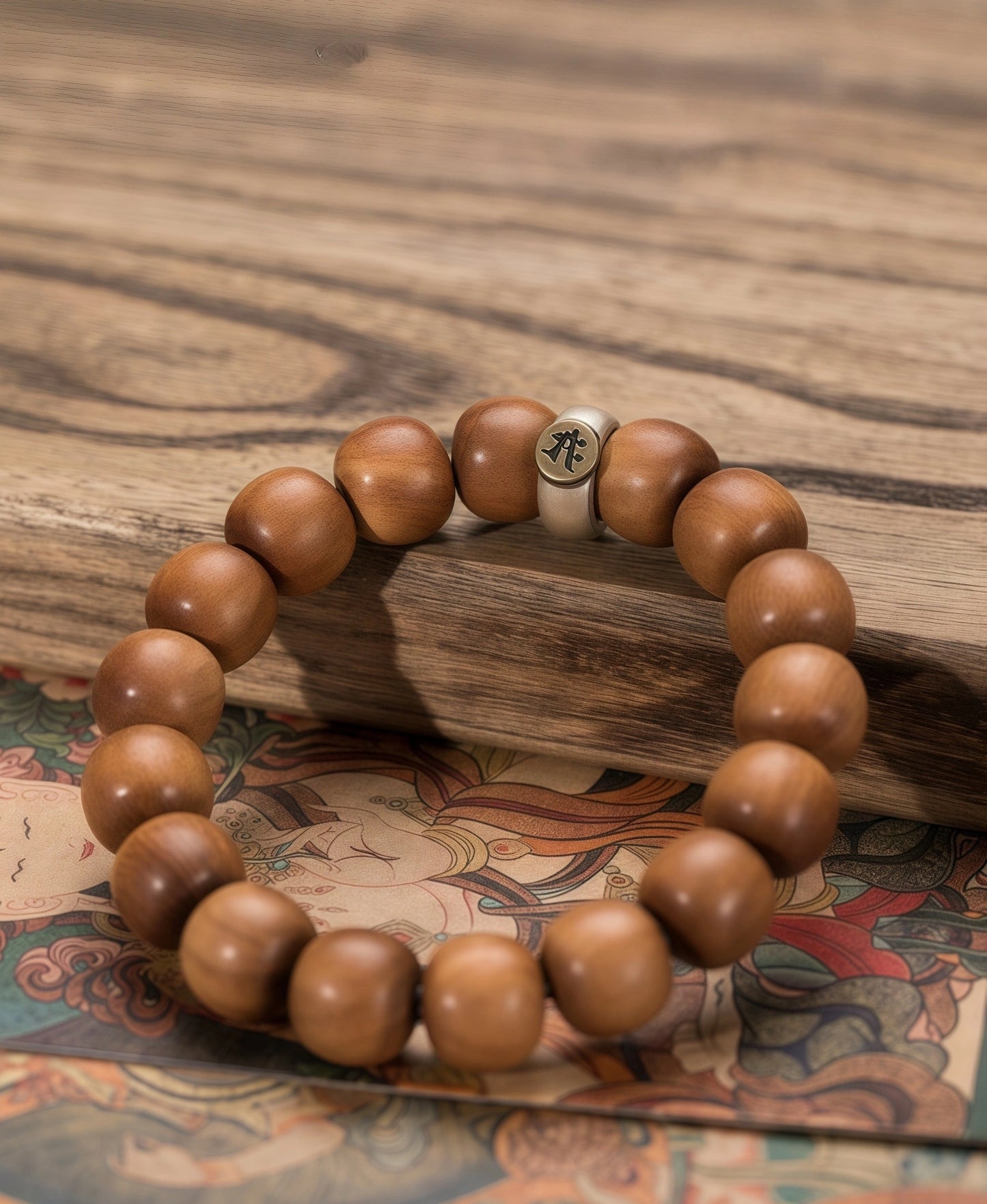 Aged Sandalwood Zodiac Mala - Ancient Buddhist Prayer Beads for Spiritual Grounding & Meditation Focus
