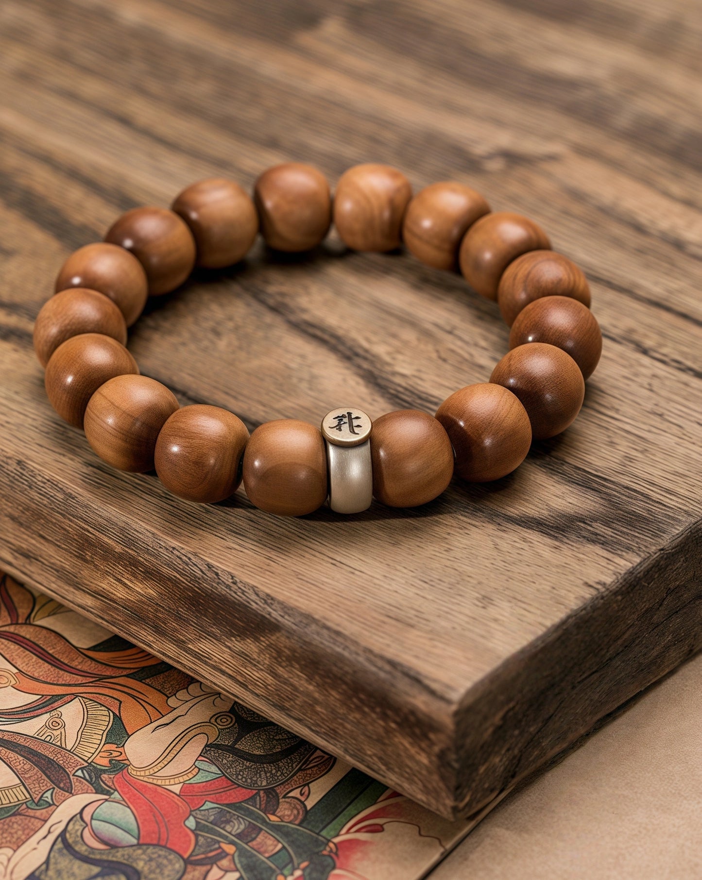 Aged Sandalwood Zodiac Mala - Ancient Buddhist Prayer Beads for Spiritual Grounding & Meditation Focus