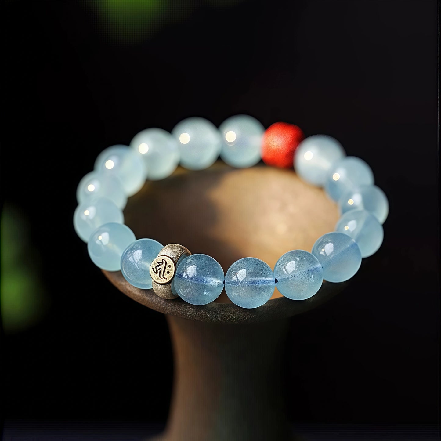 Aquamarine Zodiac Mala Bracelet - Birth Year Guardian Buddha Beads for Emotional Healing & Spiritual Clarity, Blue Crystal Protection Jewelry