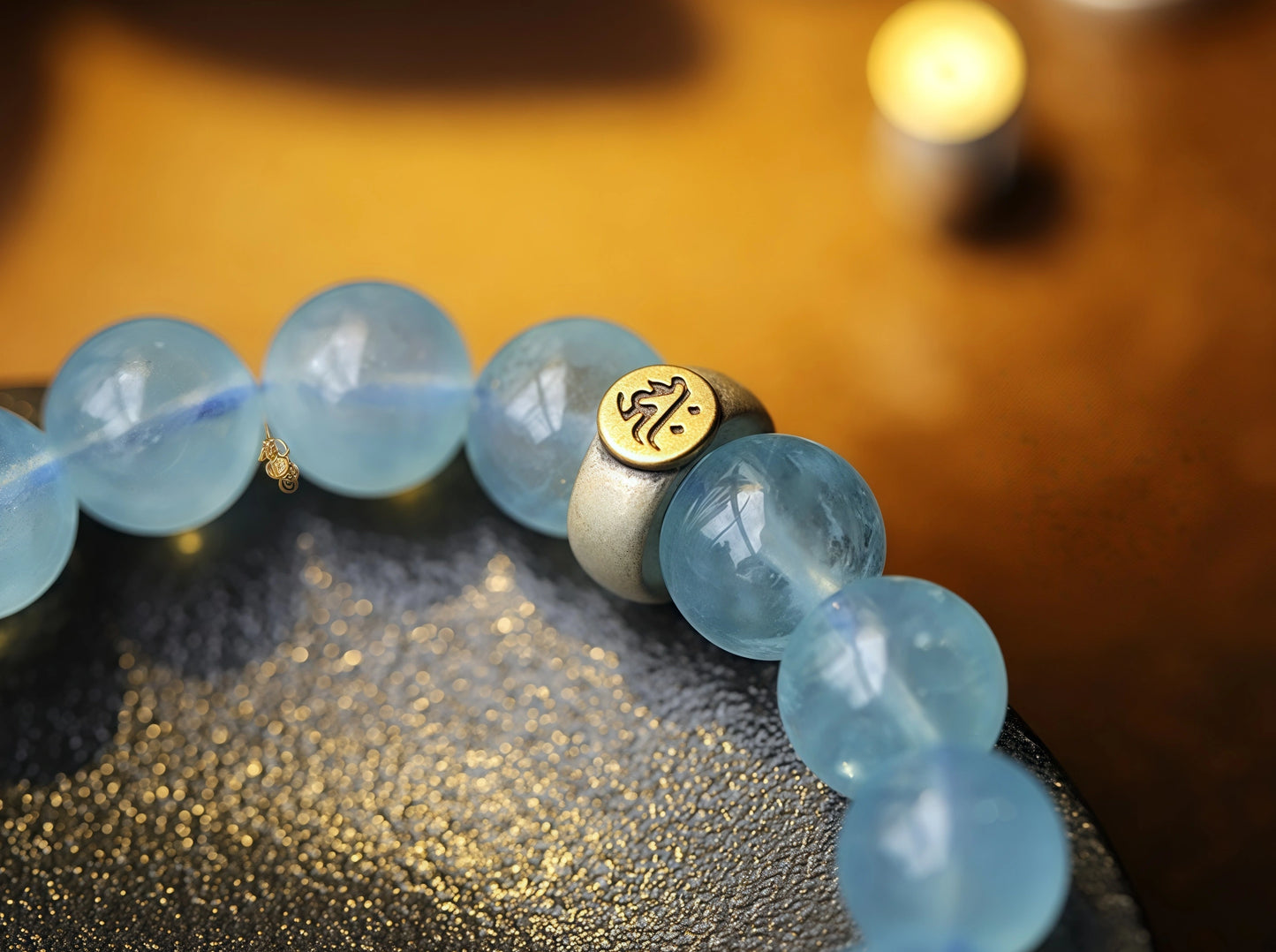 Aquamarine Zodiac Mala Bracelet - Birth Year Guardian Buddha Beads for Emotional Healing & Spiritual Clarity, Blue Crystal Protection Jewelry