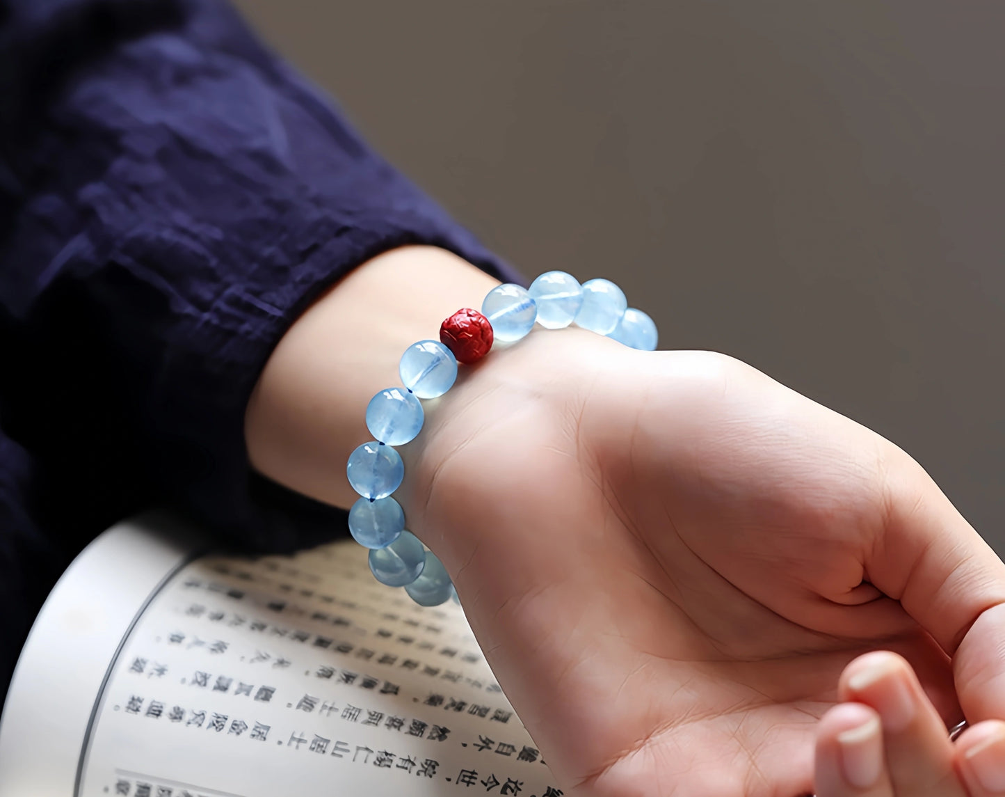 Aquamarine Zodiac Mala Bracelet - Birth Year Guardian Buddha Beads for Emotional Healing & Spiritual Clarity, Blue Crystal Protection Jewelry