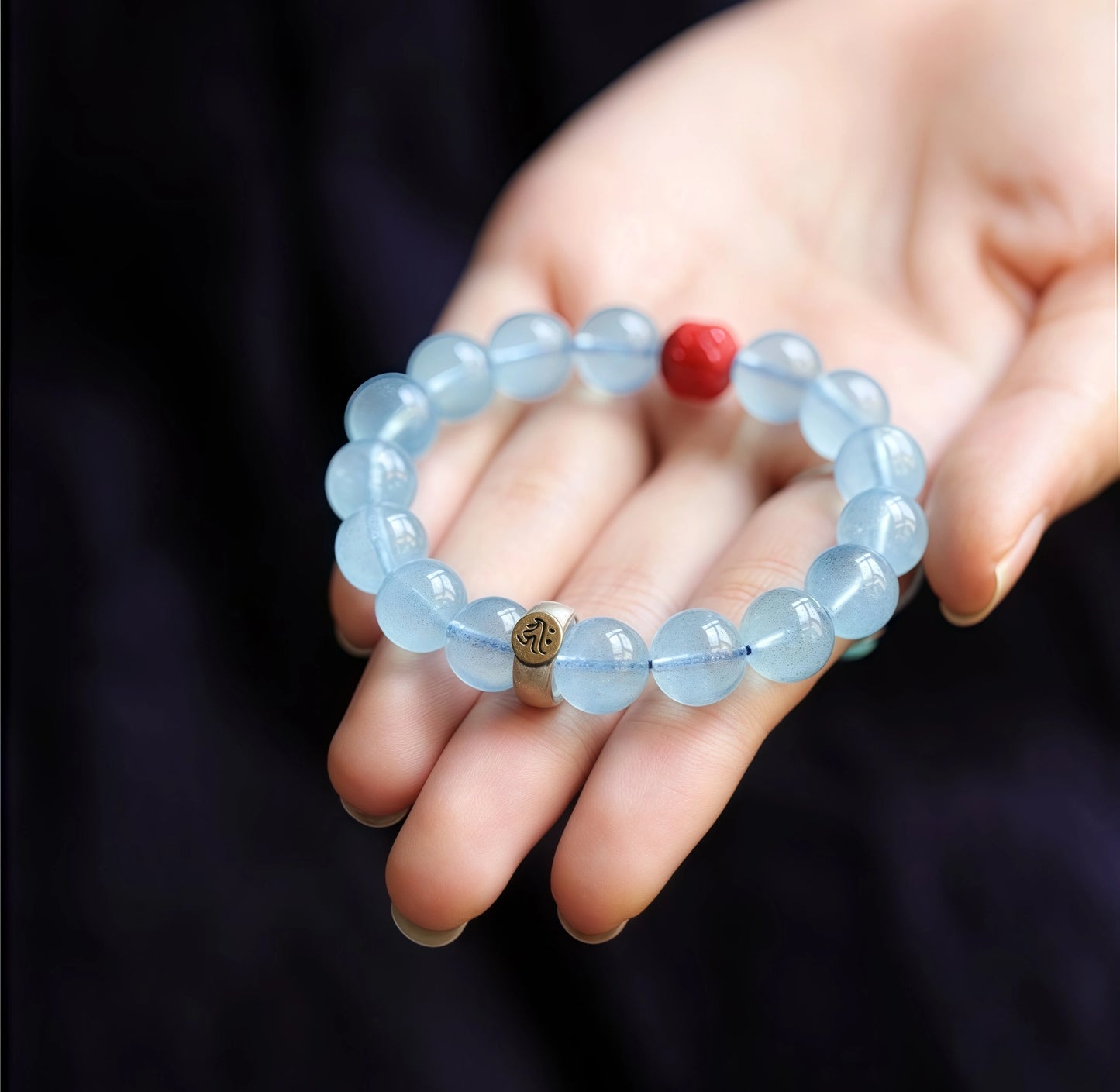 Aquamarine Zodiac Mala Bracelet - Birth Year Guardian Buddha Beads for Emotional Healing & Spiritual Clarity, Blue Crystal Protection Jewelry