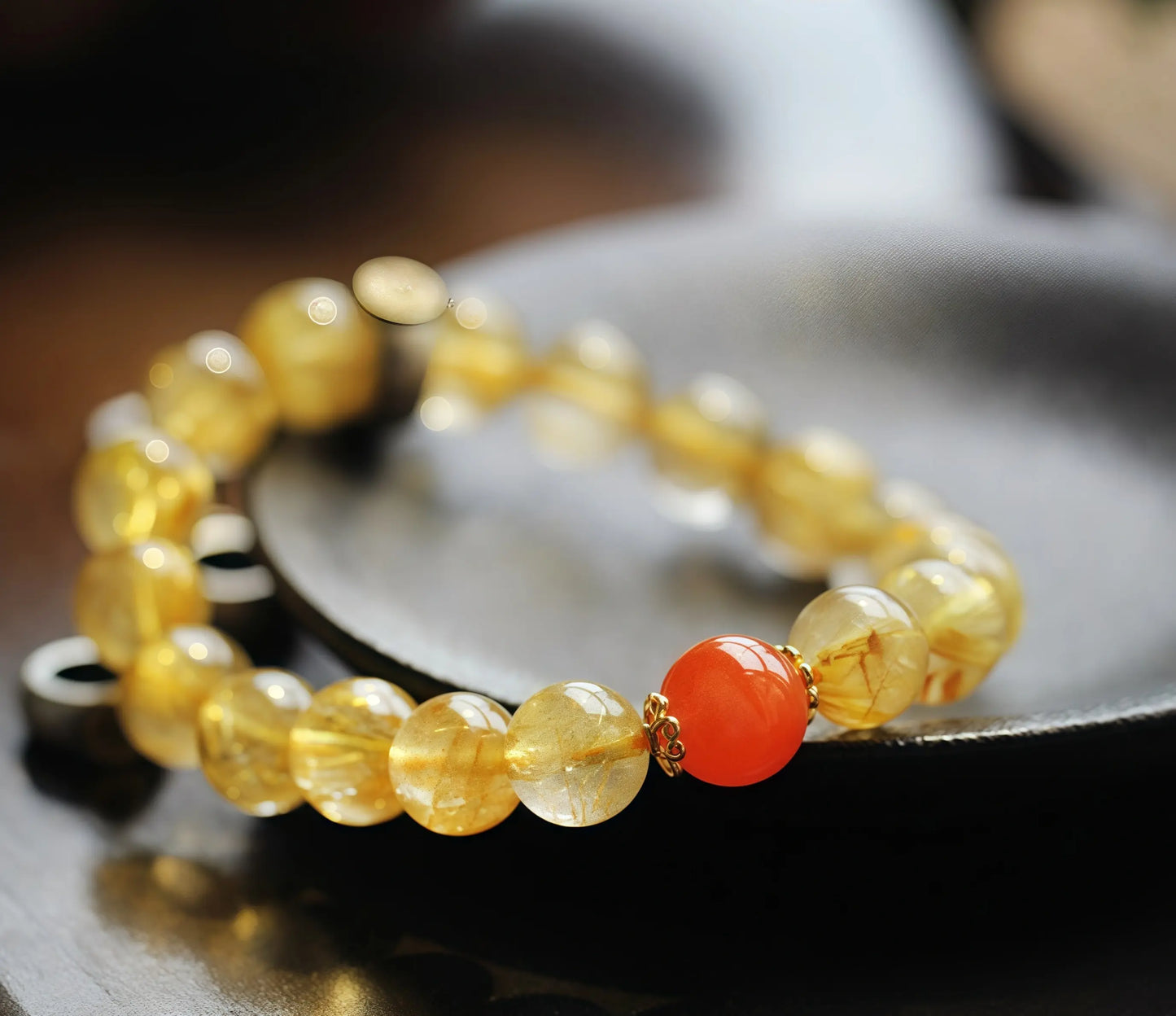 Golden Rutilated Quartz Zodiac Guardian Bodhisattva Bracelet|Spiritual P,rotection,Wealth&Vitality Amplifier|