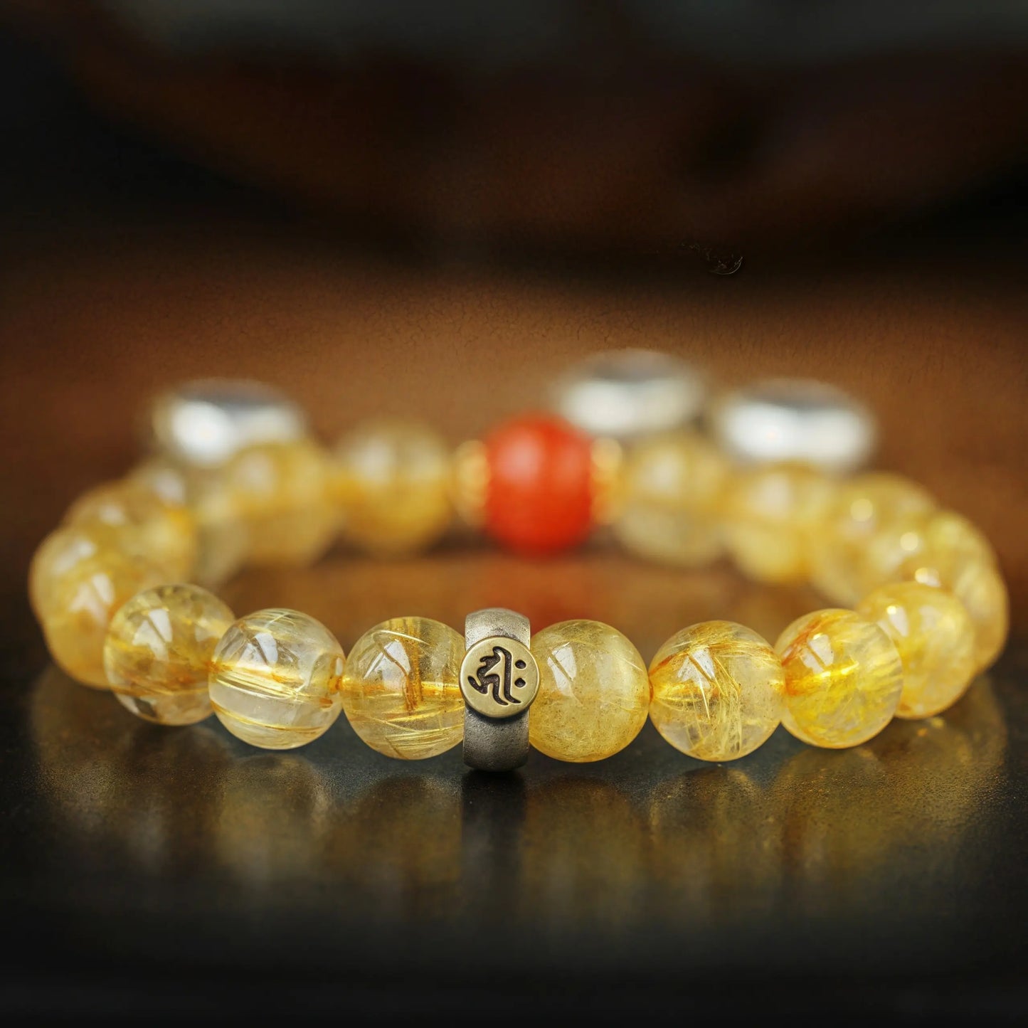 Golden Rutilated Quartz Zodiac Guardian Bodhisattva Bracelet|Spiritual P,rotection,Wealth&Vitality Amplifier|