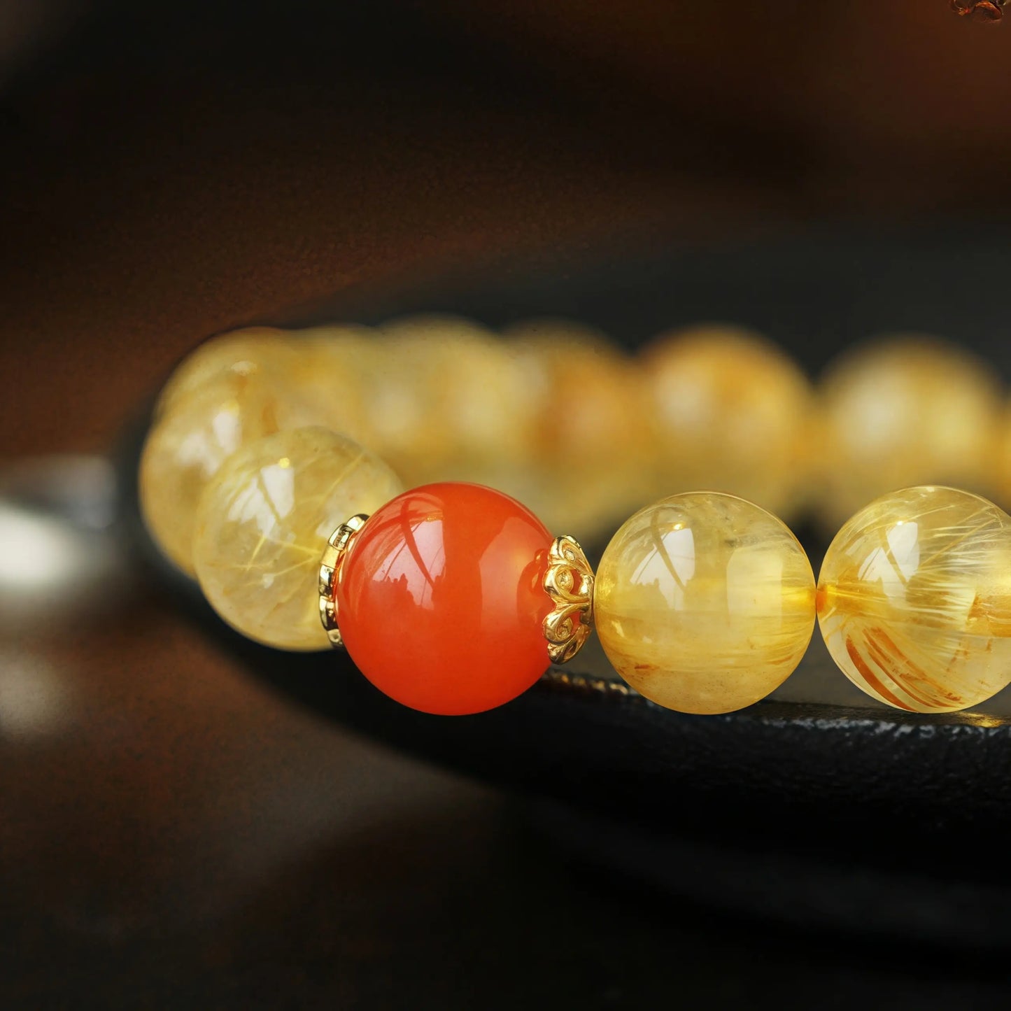 Golden Rutilated Quartz Zodiac Guardian Bodhisattva Bracelet|Spiritual P,rotection,Wealth&Vitality Amplifier|