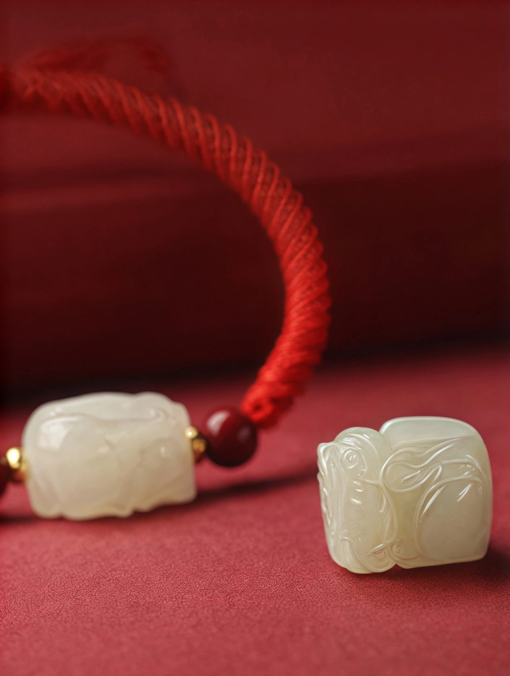 Handmade Chinese Red String Bracelet with Jade Pixiu Charm for Wealth, Prosperity, and Good Luck – Feng Shui Jewelry