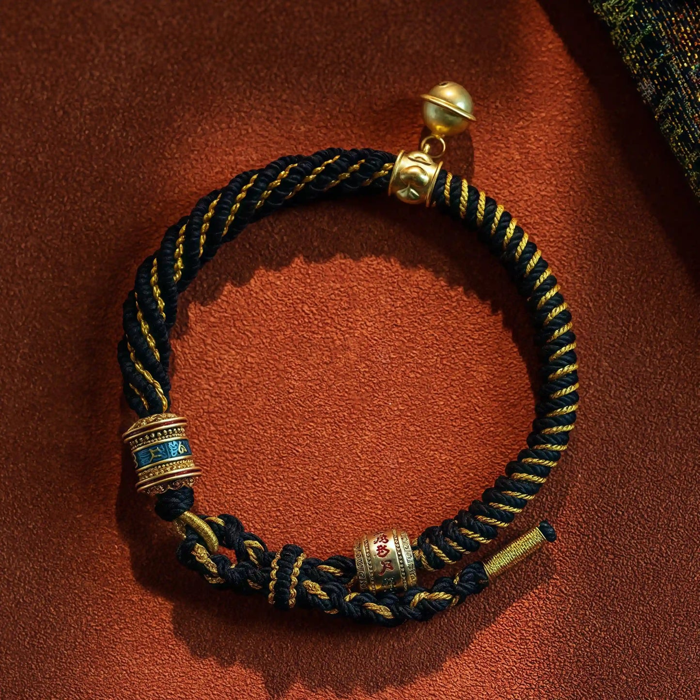 Handmade Tibetan Buddhist mantra bracelet with Om Mani Padme Hum – for peace and protection