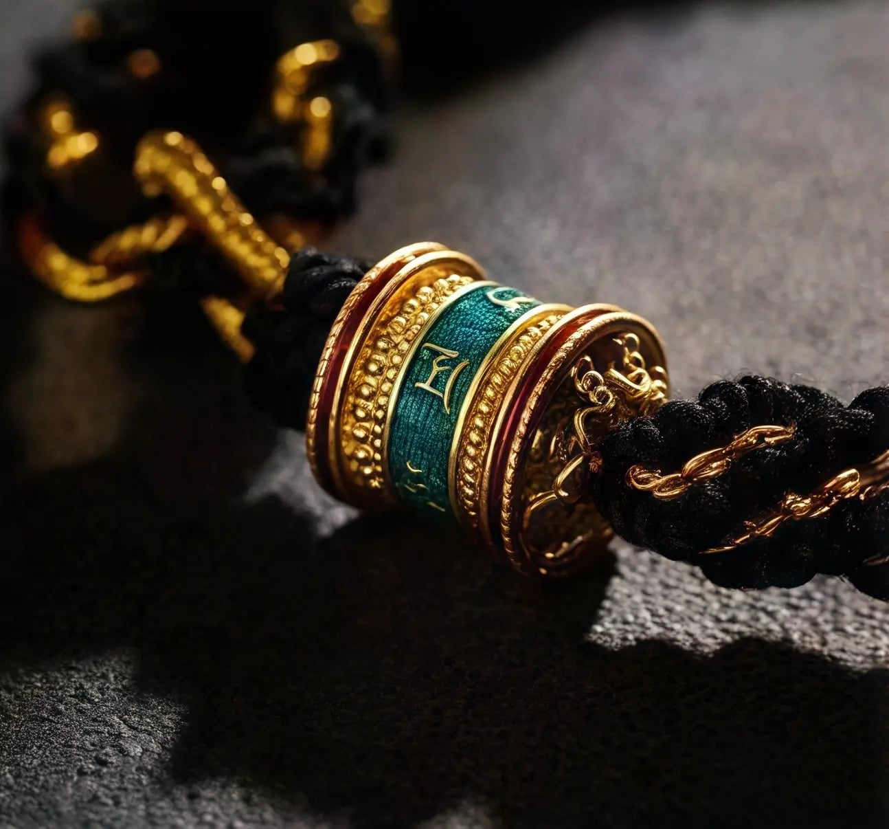Handmade Tibetan Buddhist mantra bracelet with Om Mani Padme Hum – for peace and protection