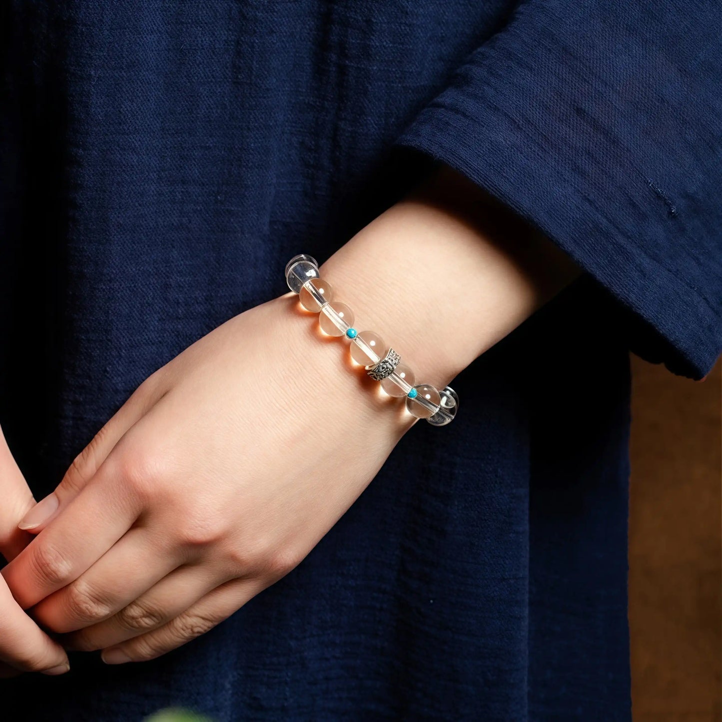 White Crystal Zodiac Guardian Bracelet - Buddhist Blessing Beads for Spiritual Protection & Positive Energy