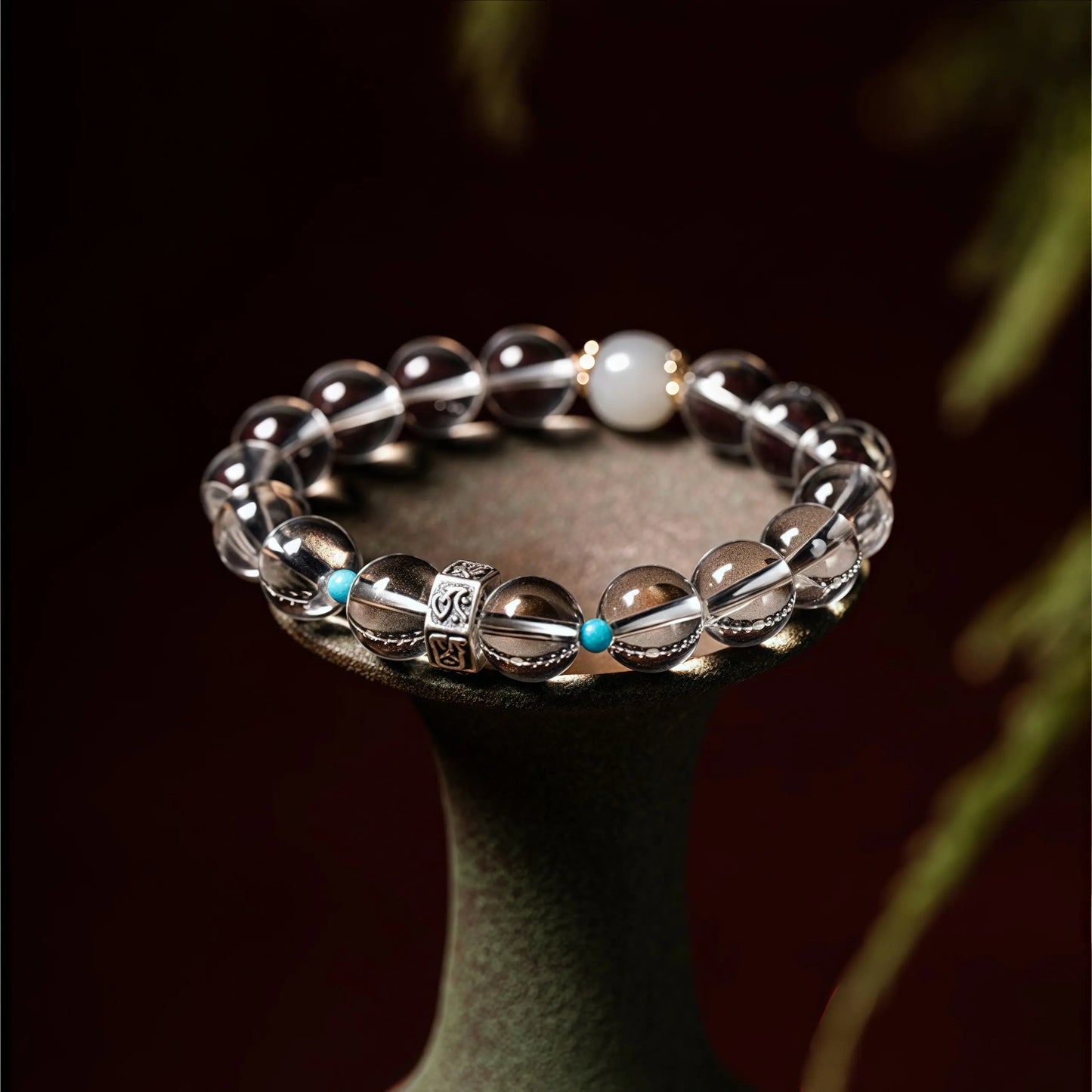White Crystal Zodiac Guardian Bracelet - Buddhist Blessing Beads for Spiritual Protection & Positive Energy