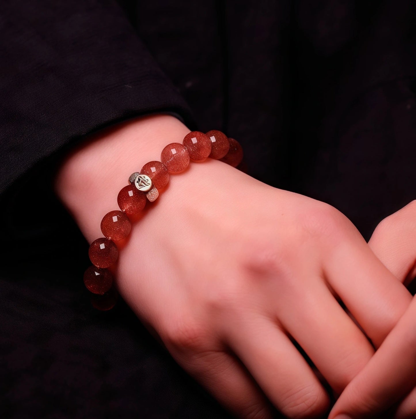 Strawberry Quartz Zodiac Bracelet - Rose Crystal Guardian Buddha Beads for Love & Spiritual Protection