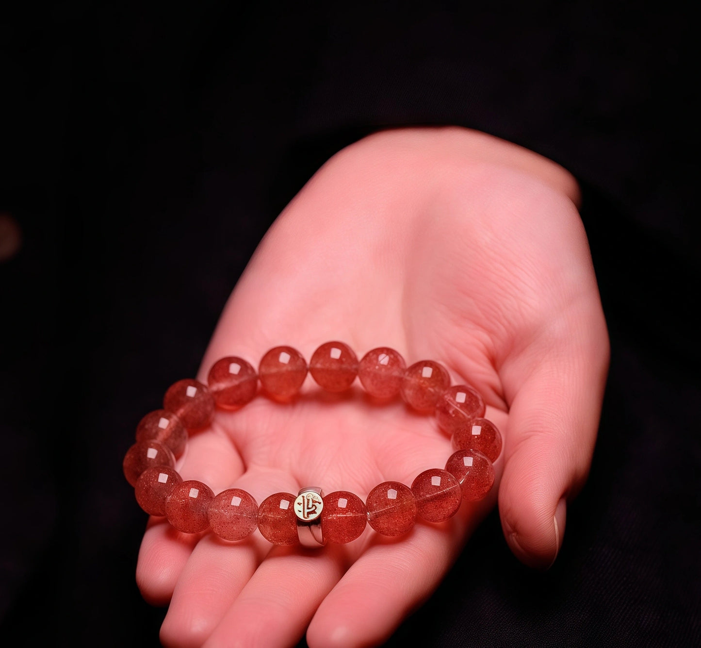 Strawberry Quartz Zodiac Bracelet - Rose Crystal Guardian Buddha Beads for Love & Spiritual Protection