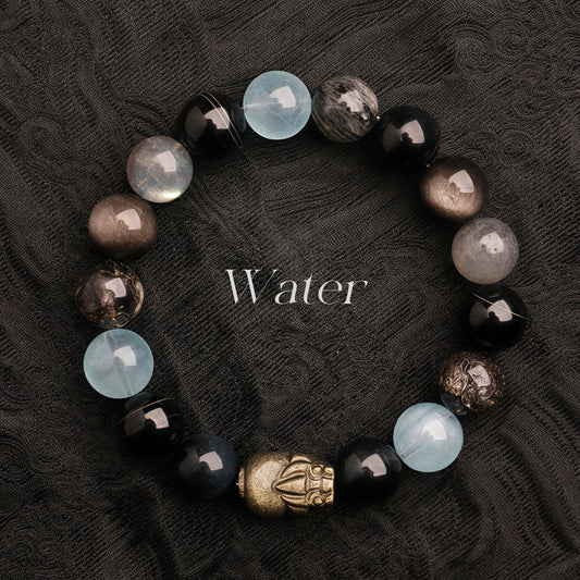Handmade Five Elements Feng Shui bracelet with Pixiu charm and crystals for energy balance and wealth