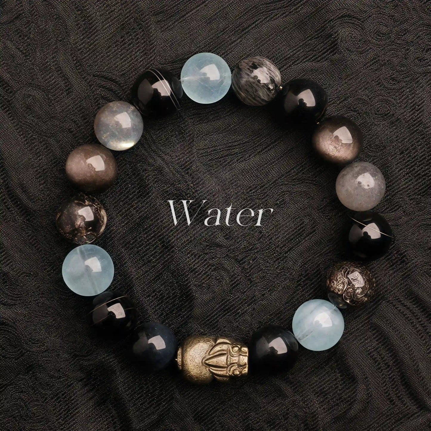 Handmade Five Elements Feng Shui bracelet with Pixiu charm and crystals for energy balance and wealth