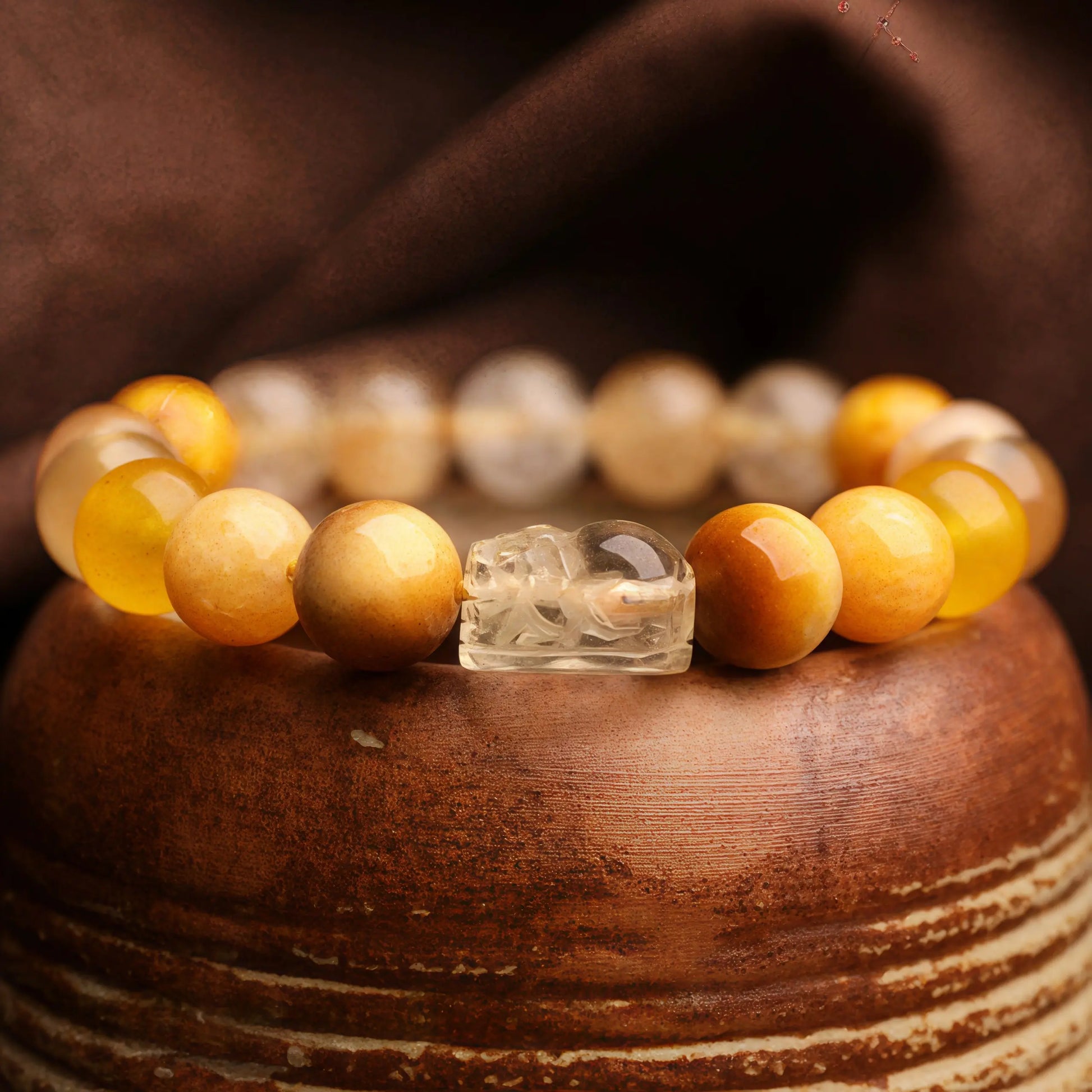 Handmade Five Elements Feng Shui bracelet with Pixiu charm and crystals for energy balance and wealth