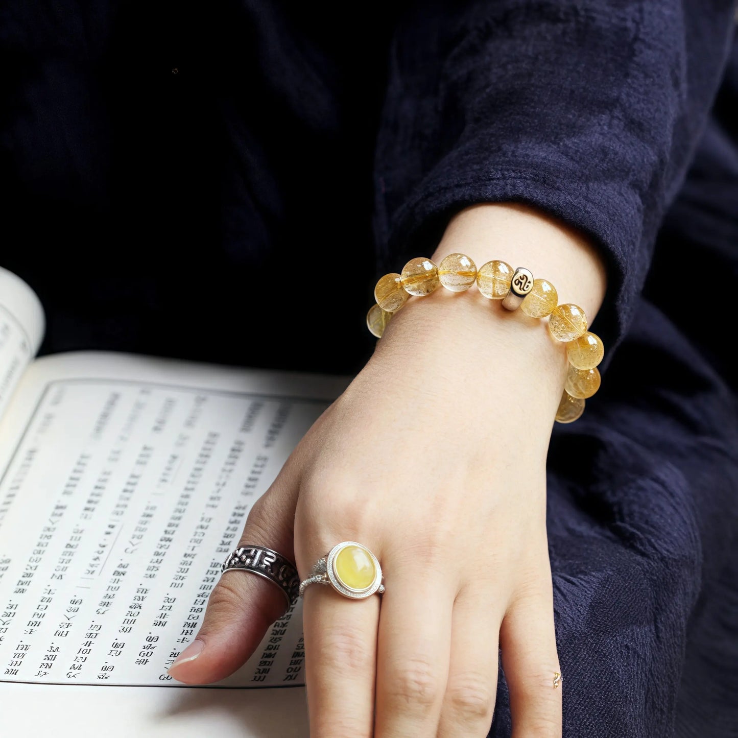 Golden Rutilated Quartz Zodiac Guardian Bodhisattva Bracelet|Spiritual P,rotection,Wealth&Vitality Amplifier|