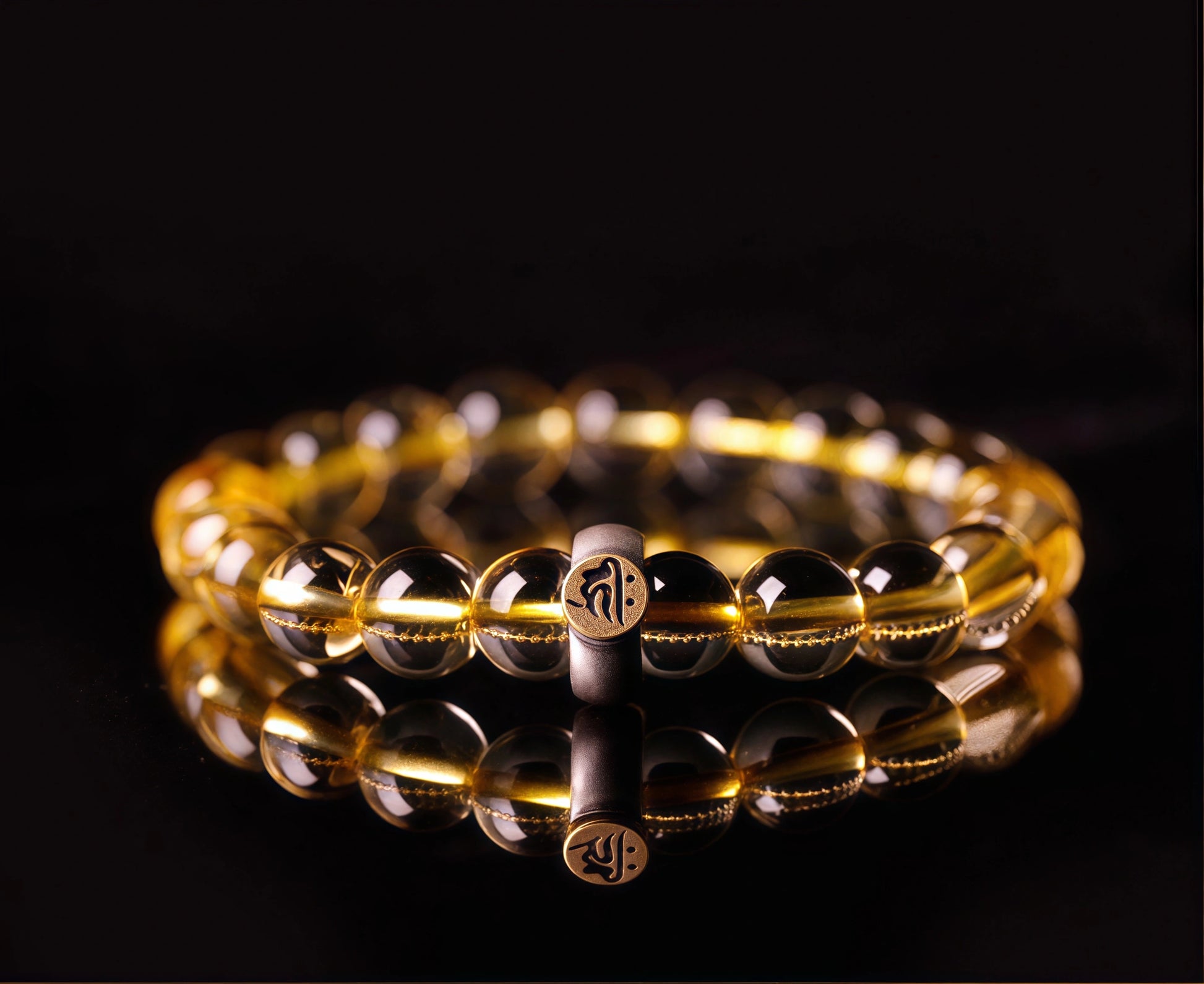 Handmade Natural Citrine Zodiac Bracelet with Guardian Bodhisattva blessings for wealth & protection. Includes mantra guide. Ships worldwide.