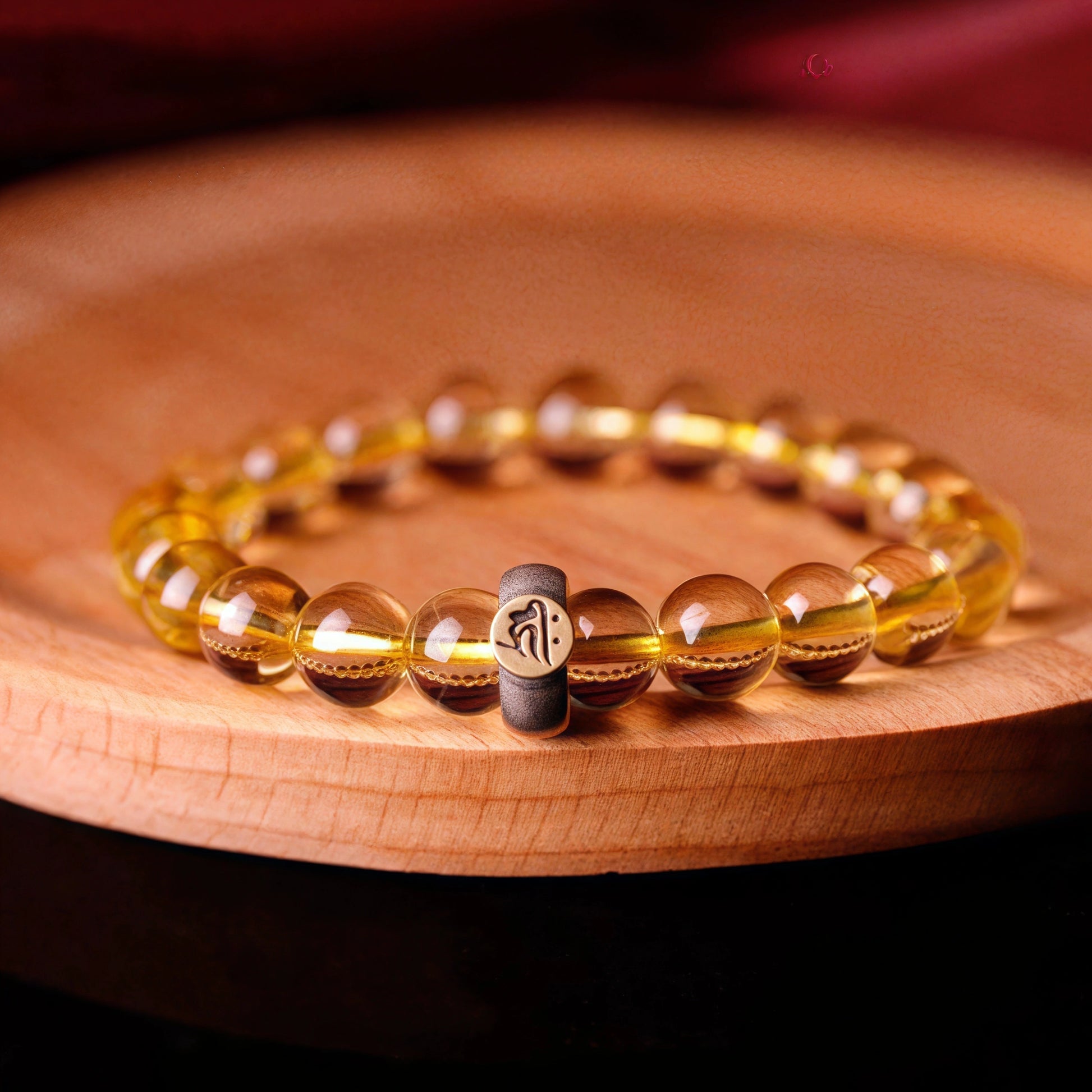 Handmade Natural Citrine Zodiac Bracelet with Guardian Bodhisattva blessings for wealth & protection. Includes mantra guide. Ships worldwide.