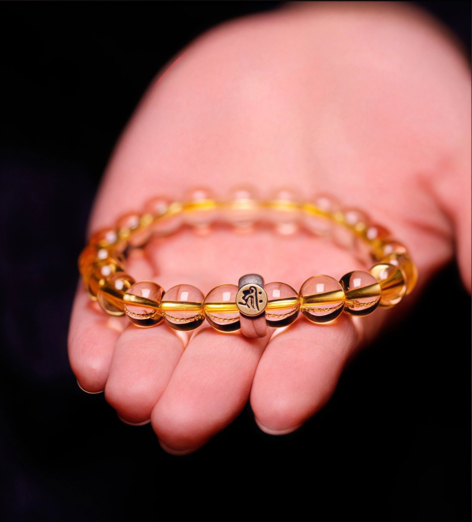 Handmade Natural Citrine Zodiac Bracelet with Guardian Bodhisattva blessings for wealth & protection. Includes mantra guide. Ships worldwide.