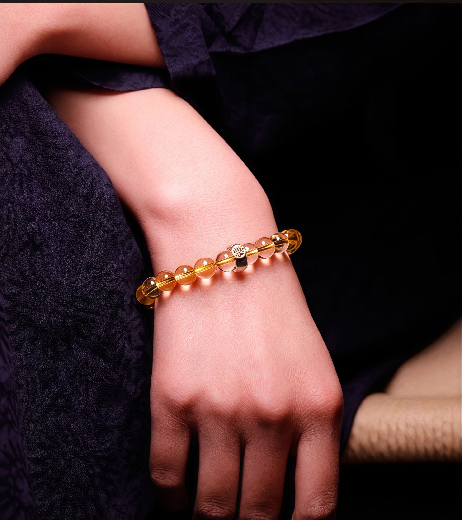 Handmade Natural Citrine Zodiac Bracelet with Guardian Bodhisattva blessings for wealth & protection. Includes mantra guide. Ships worldwide.