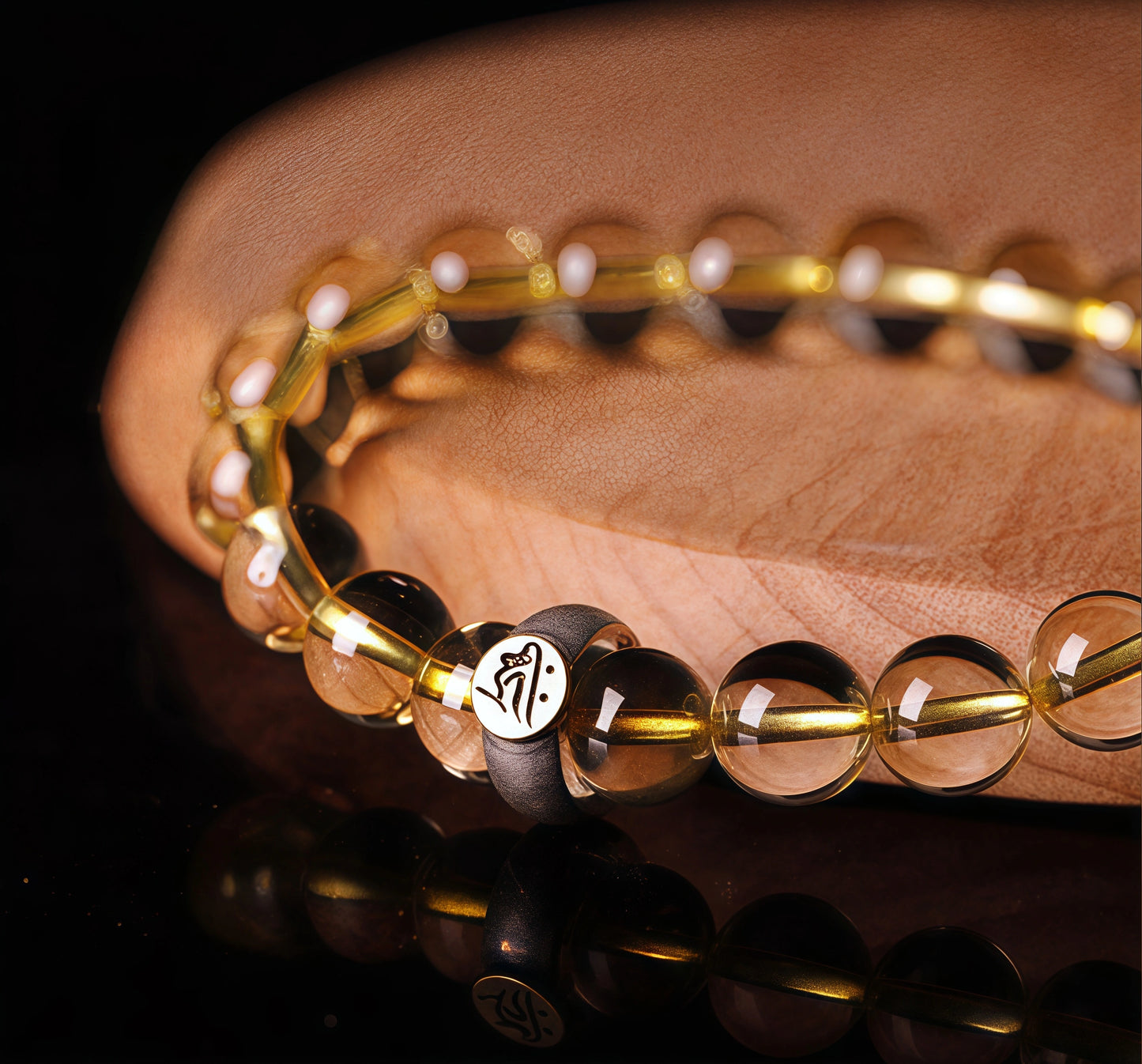 Handmade Natural Citrine Zodiac Bracelet with Guardian Bodhisattva blessings for wealth & protection. Includes mantra guide. Ships worldwide.