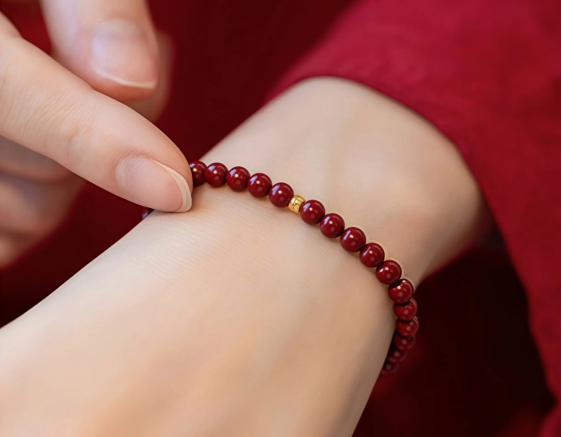 Handmade Purple Cinnabar Buddhist Prayer Bead Bracelet for Spiritual Protection and Meditation