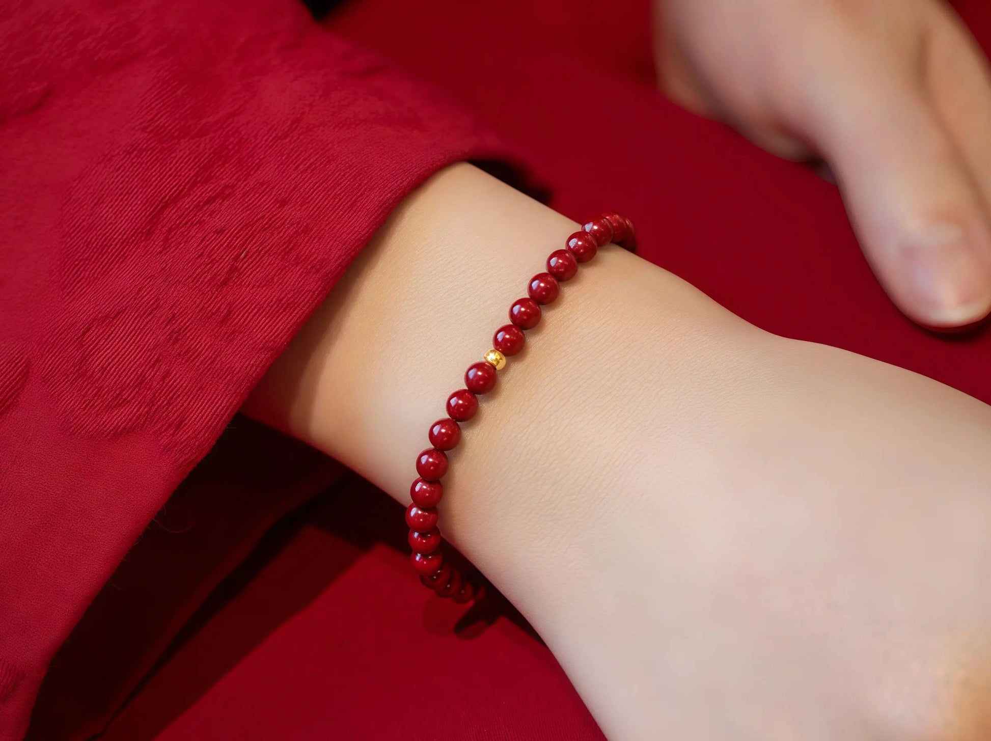 Handmade Purple Cinnabar Buddhist Prayer Bead Bracelet for Spiritual Protection and Meditation