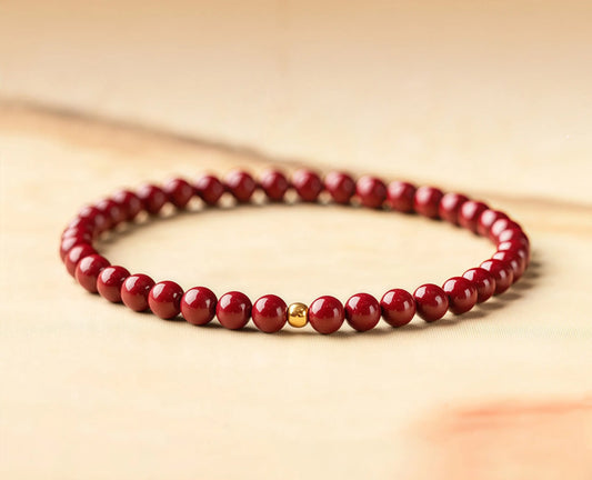 Handmade Purple Cinnabar Buddhist Prayer Bead Bracelet for Spiritual Protection and Meditation