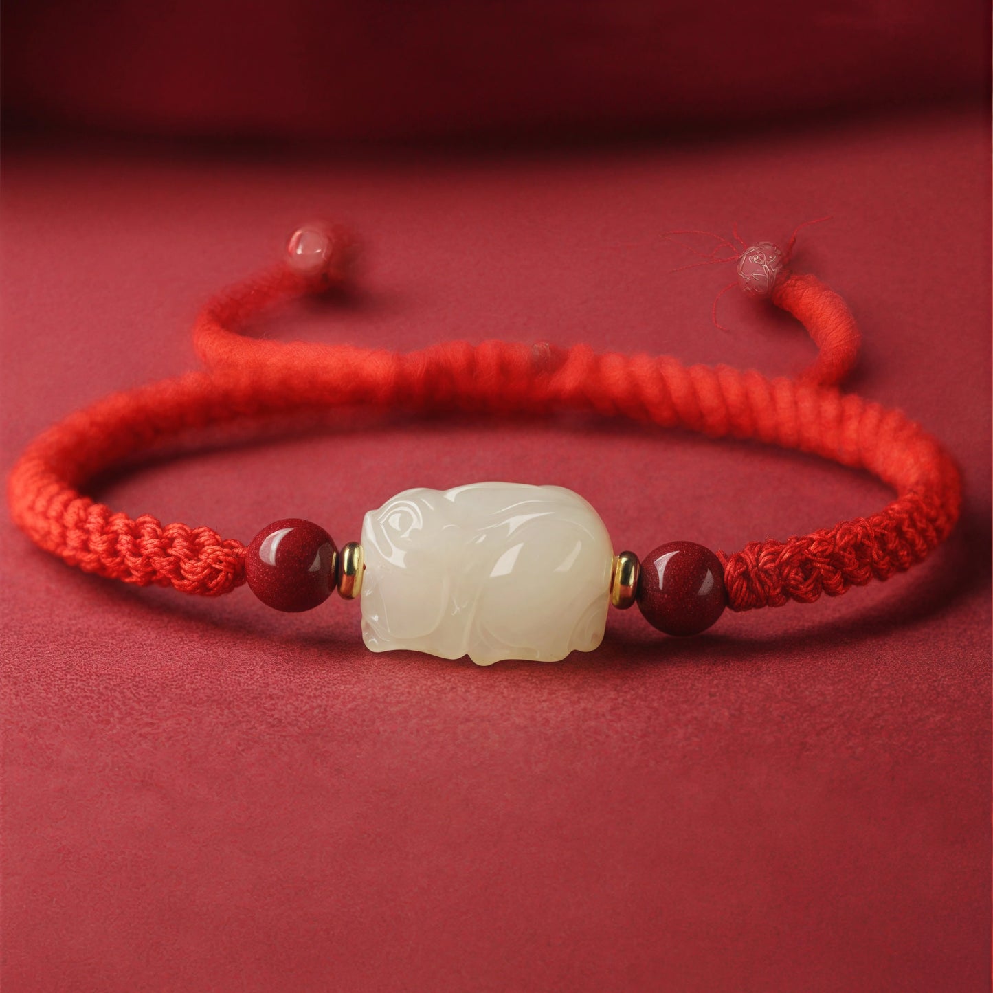 Handmade Chinese Red String Bracelet with Jade Pixiu Charm for Wealth, Prosperity, and Good Luck – Feng Shui Jewelry