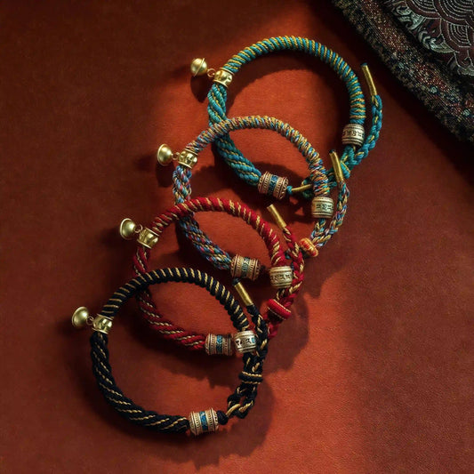 Handmade Tibetan Buddhist mantra bracelet with Om Mani Padme Hum – for peace and protection
