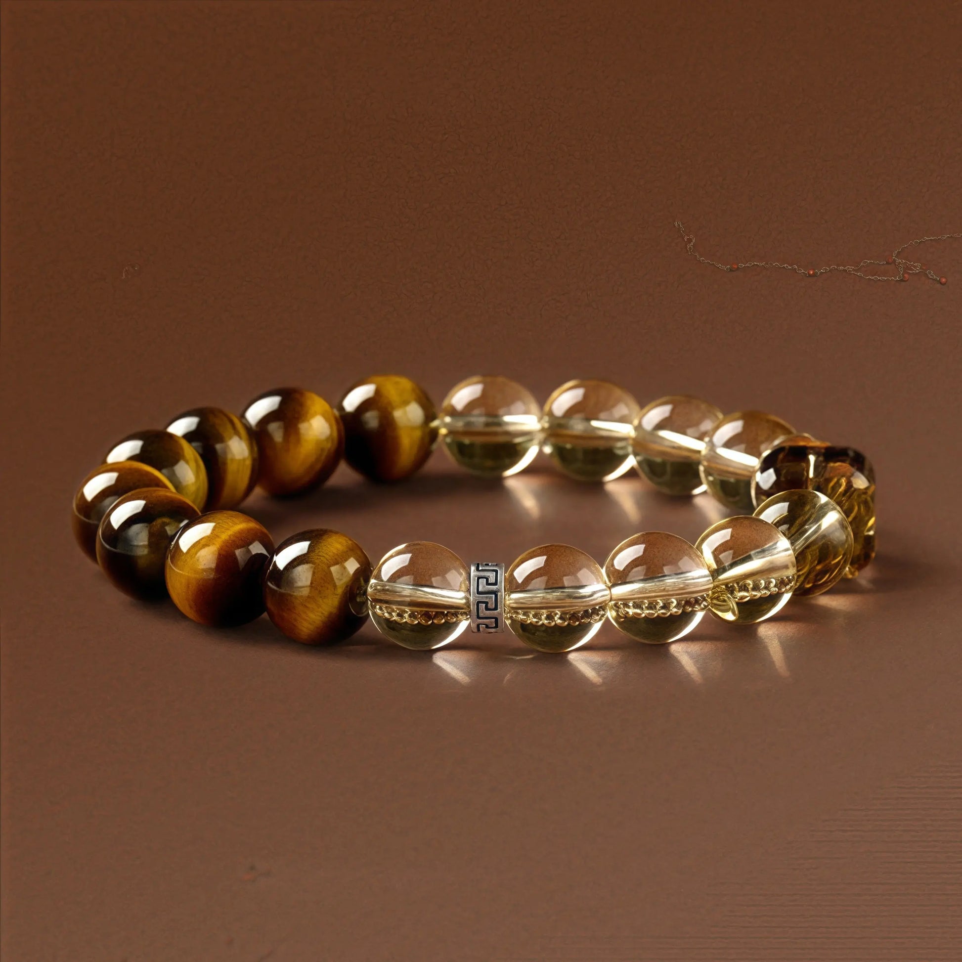 Handmade Tiger’s Eye and Fire Crystal Bracelet for Wealth, Positivity & Spiritual Protection – Earth and Fire Energy Balance