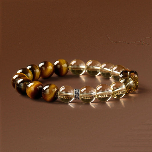 Handmade Tiger’s Eye and Fire Crystal Bracelet for Wealth, Positivity & Spiritual Protection – Earth and Fire Energy Balance