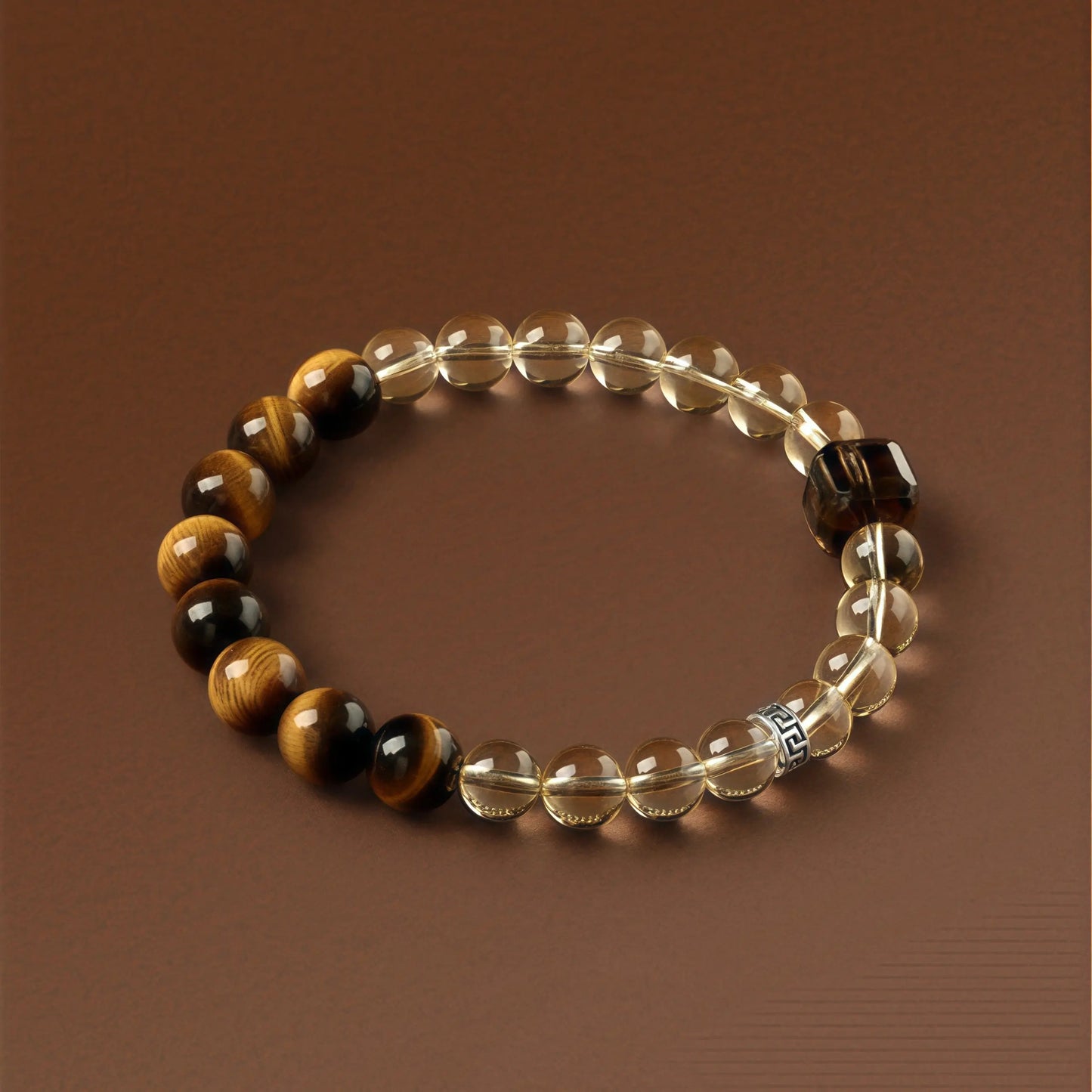 Handmade Tiger’s Eye and Fire Crystal Bracelet for Wealth, Positivity & Spiritual Protection – Earth and Fire Energy Balance
